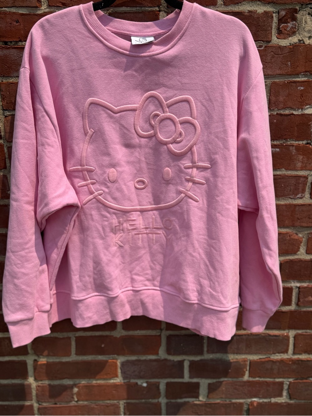 Hello Kitty Pink Embossed Crewneck Sweater